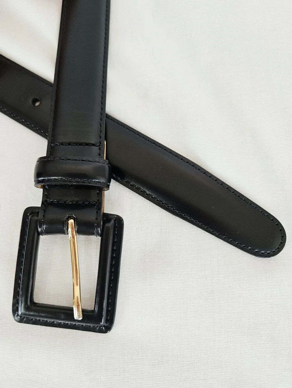 Brooks Brothers Italian Leather Belt Black Leather Wrapped Buckle Medium